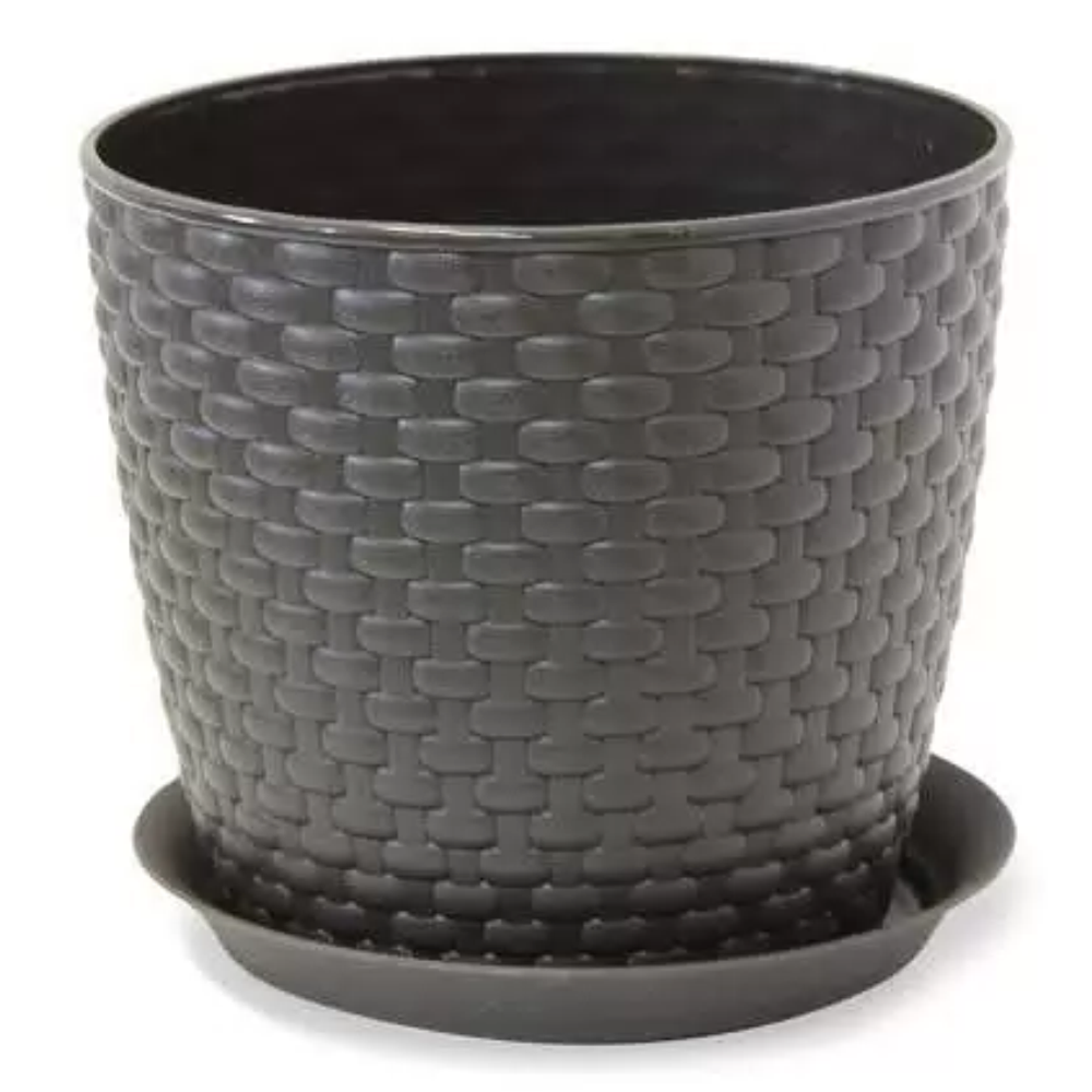 Кашпо "Ротанг", 3 л, Д180 мм, коричневый, м3082