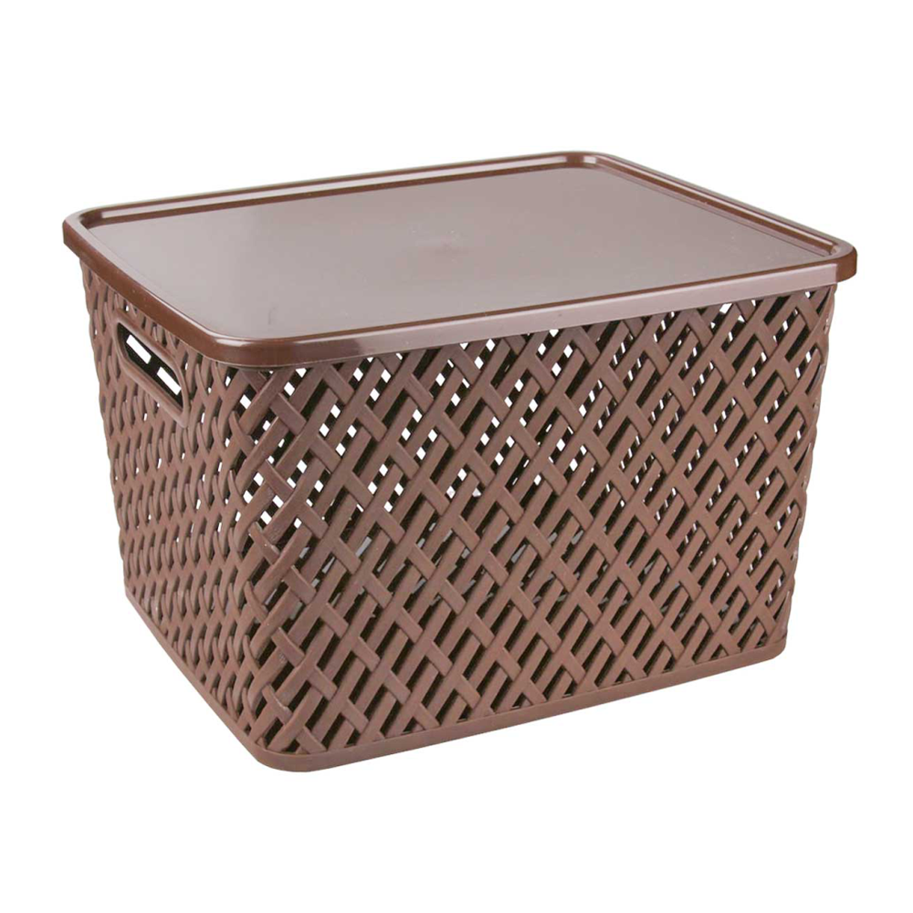 Корзина "Плетенка", с крышкой, коричневая, 350х290х225, м3553