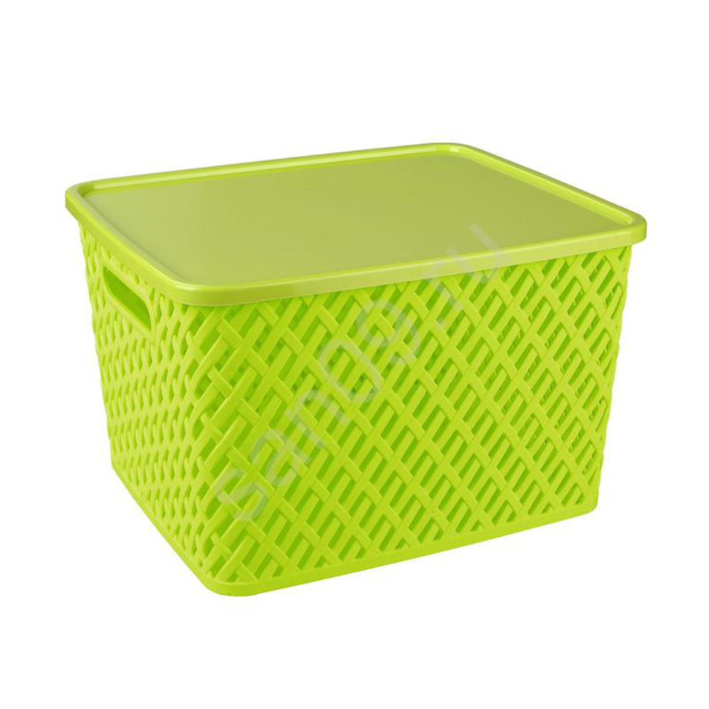 Корзина "Плетенка", с крышкой, салатовый, 350х290х225, м3551