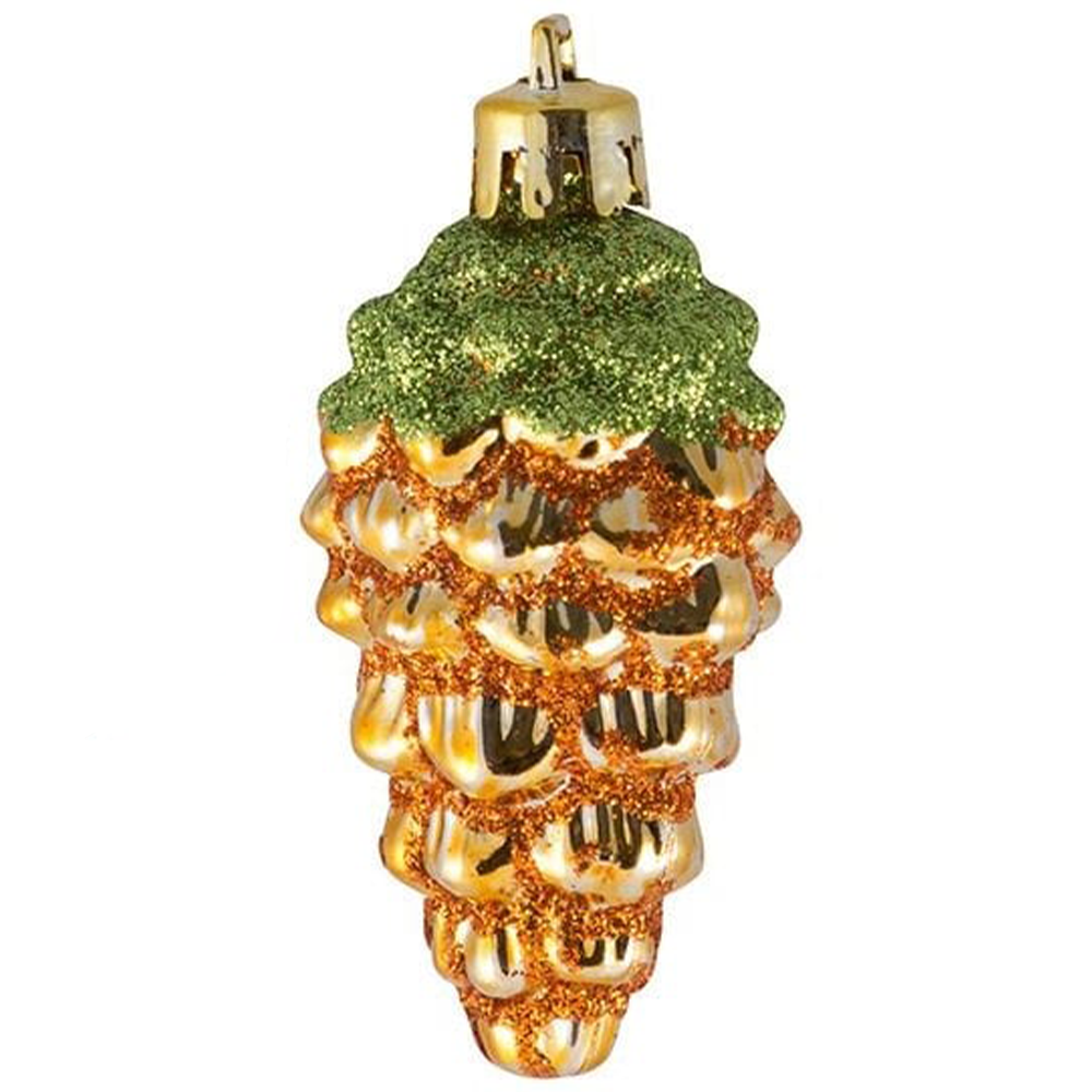 Набор елочных украшений "Шишки", золотой, 6 шт, 007475