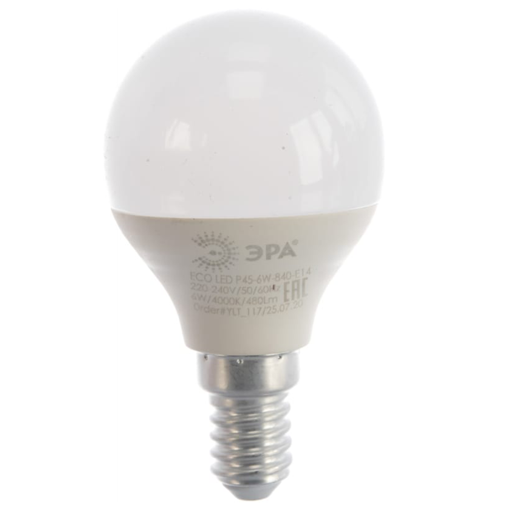 Лампа "Эра", LED smd, Р45-6w-840-E14 ECO