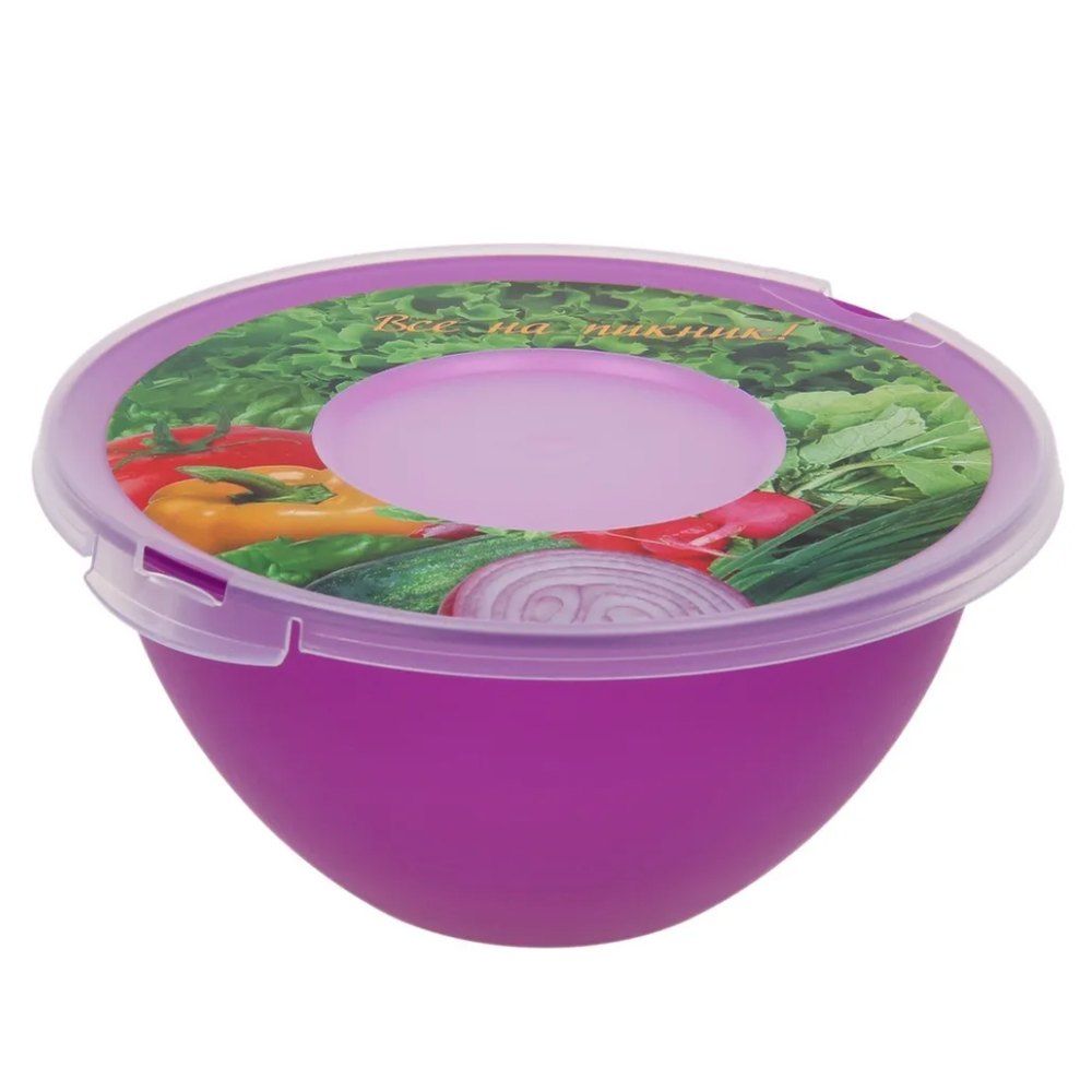 Миска "Все на пикник", 2 л, с крышкой, ч35611