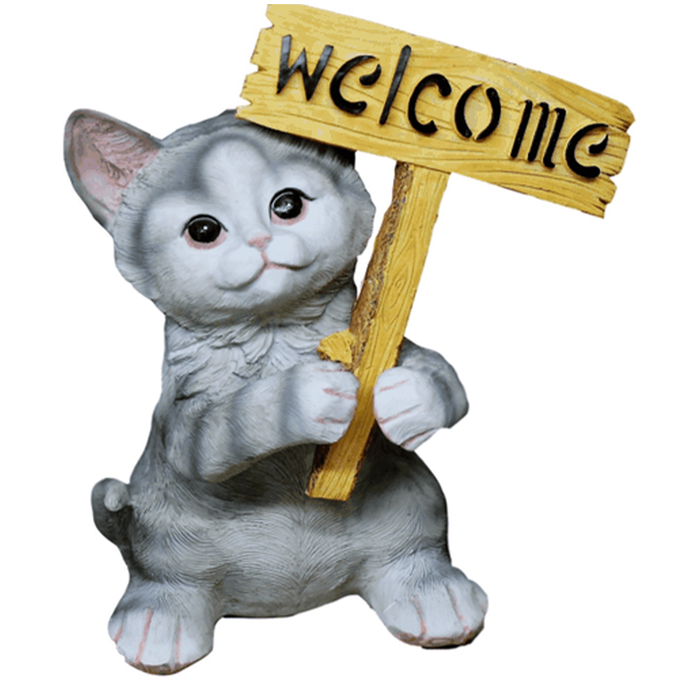 Фигура садовая "Котёнок Welcome", полистоун
