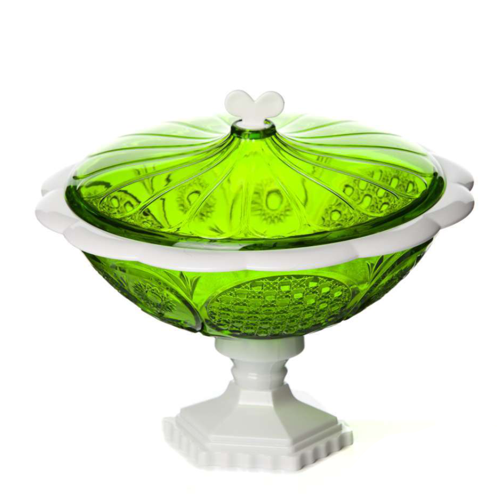 Ваза "Хрусталь", малая, зелено-белая , М5474