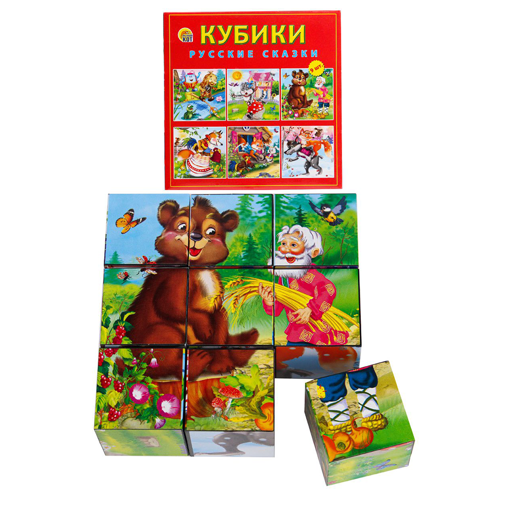 Кубики пластиковые "Русские сказки", 9 шт, К09-8080