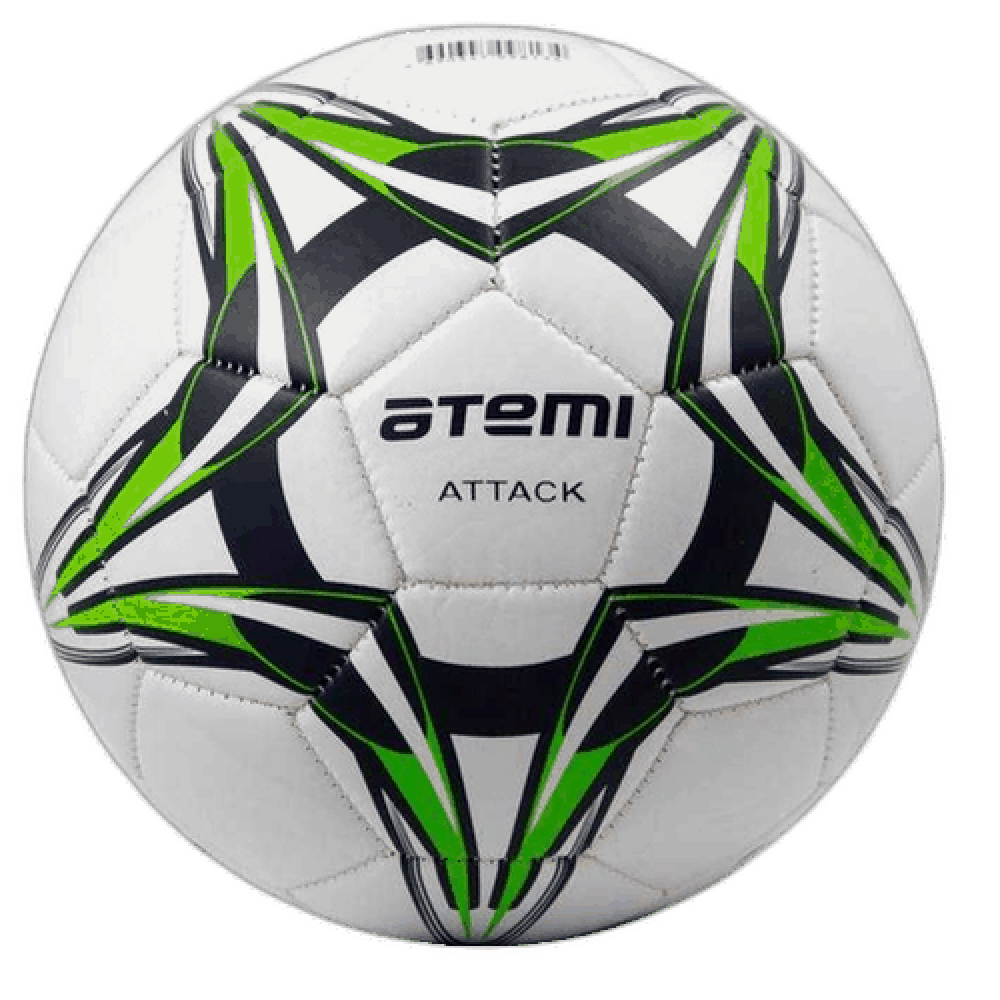 Мяч футбольный "Атеми", attack pvc foam, белый/синий/салатный