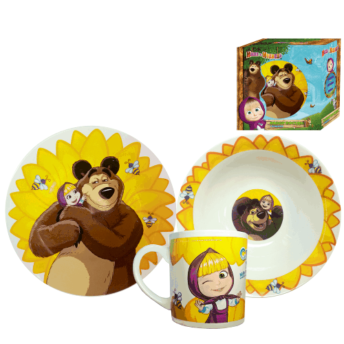 Набор детский 3 предмета "Маша и Медведь, Подсолнух"