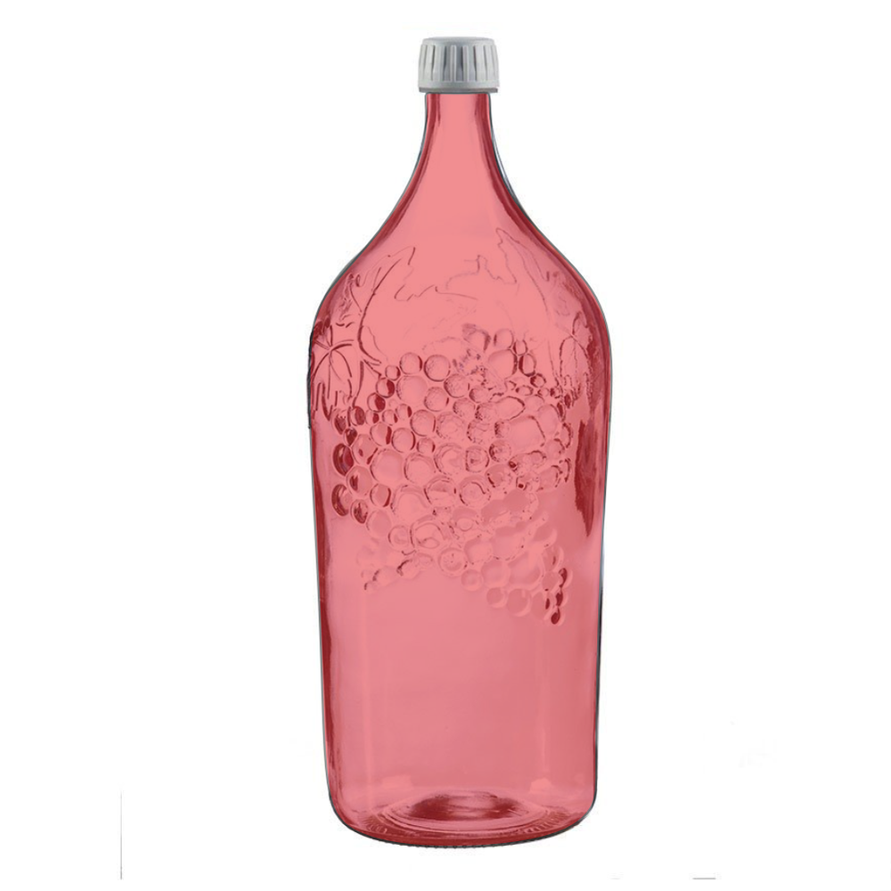 Бутыль стеклянная "Виноград", 2 л, декор красный