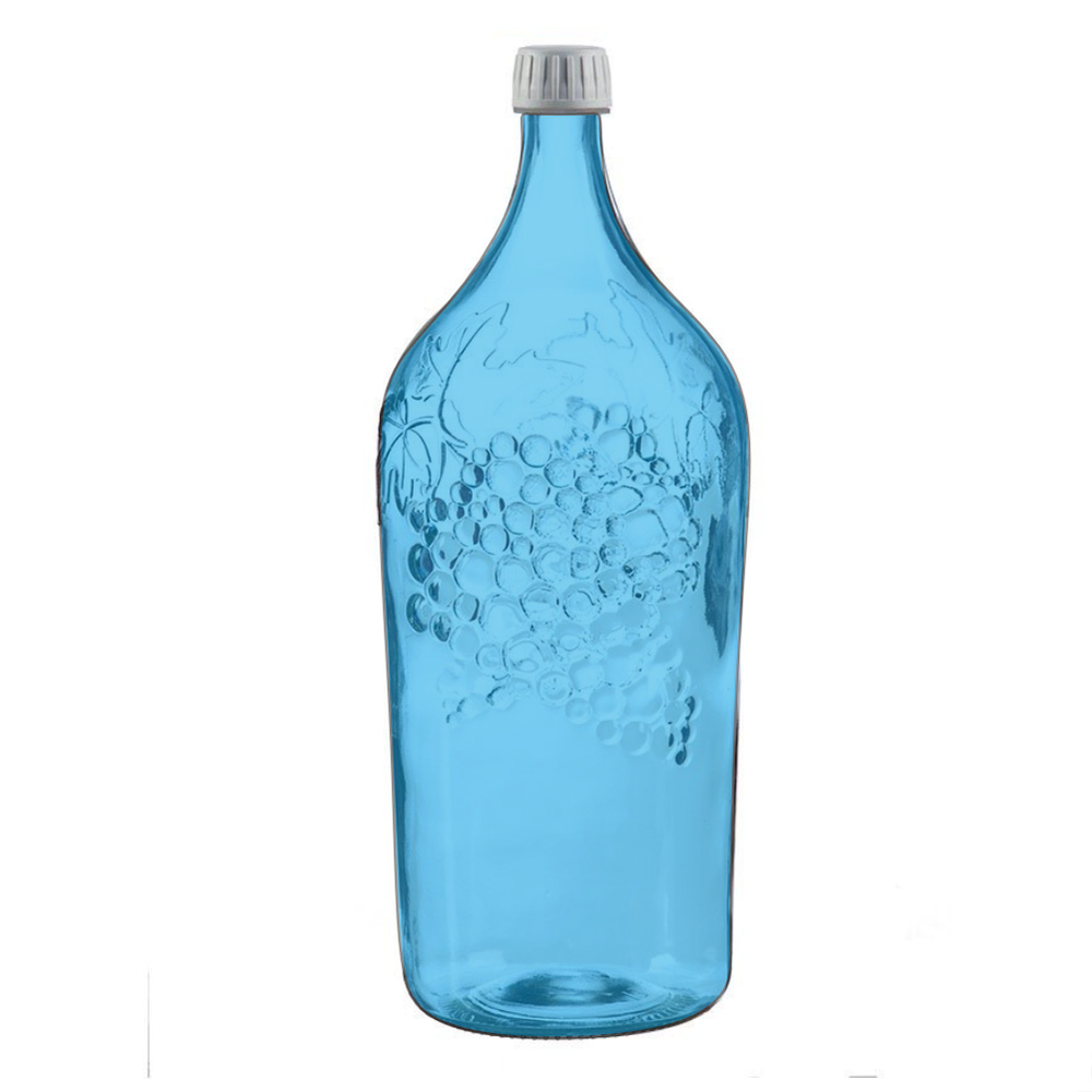 Бутыль стеклянная "Виноград", 2 л, декор синий