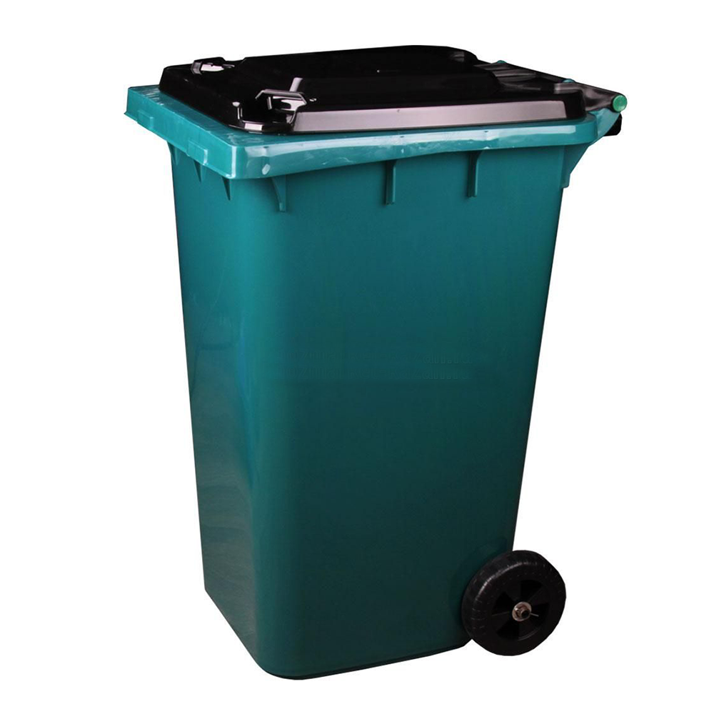 Бак для мусора, зеленый, на колесах, 240 л, М5937
