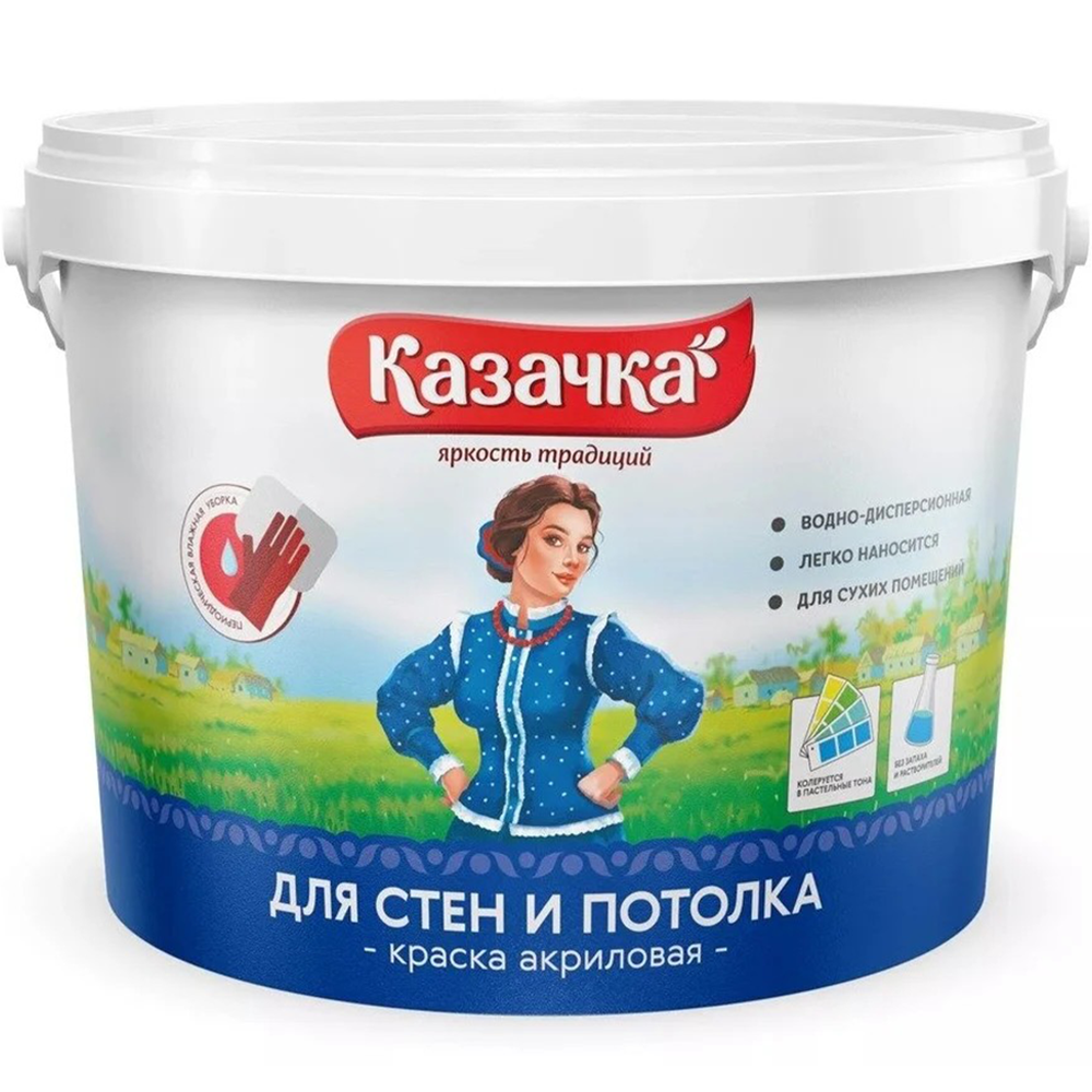 Краска "Казачка", для стен, ВД-АК, 1,4 кг