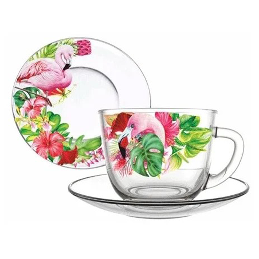 Набор чайный "Фламинго в тропиках", 4 предмета, 200 мл, подарочная упаковка,  2222-Д