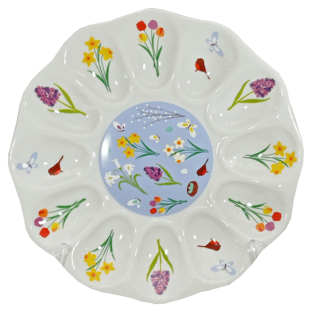Блюдо "Пасхальные цветы" для фанерованный яиц, 220 мм, 8С0787