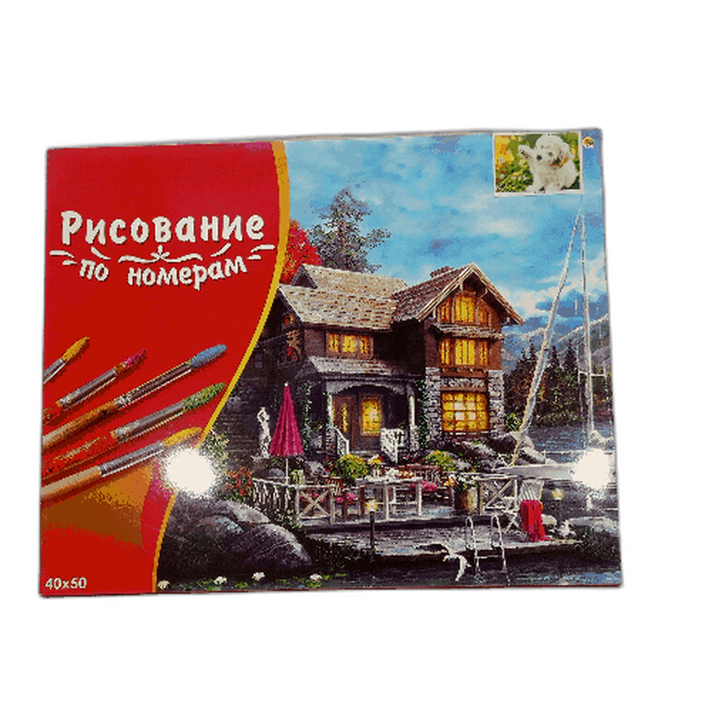 Холст с красками "Игривый щенок", 40 х 50 см