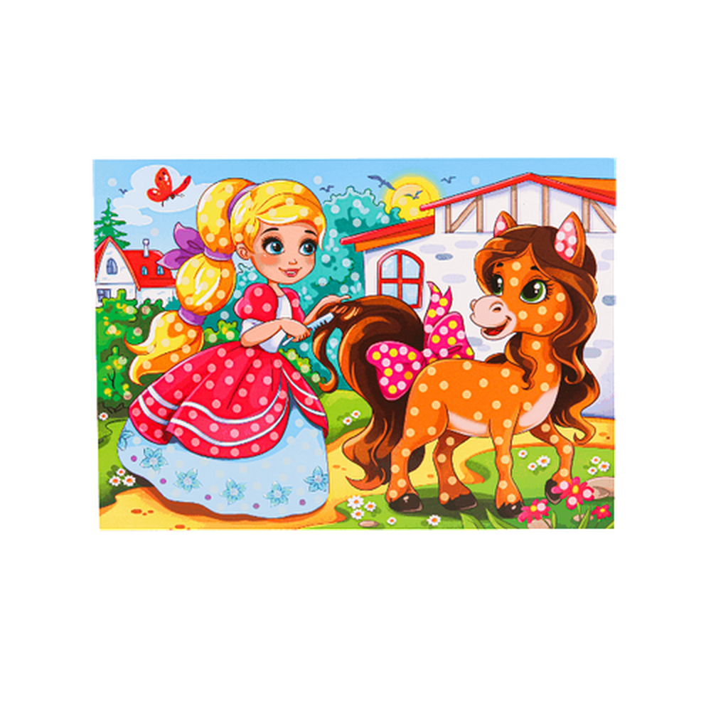 Мозаика из помпонов "Принцесса с лошадкой"
