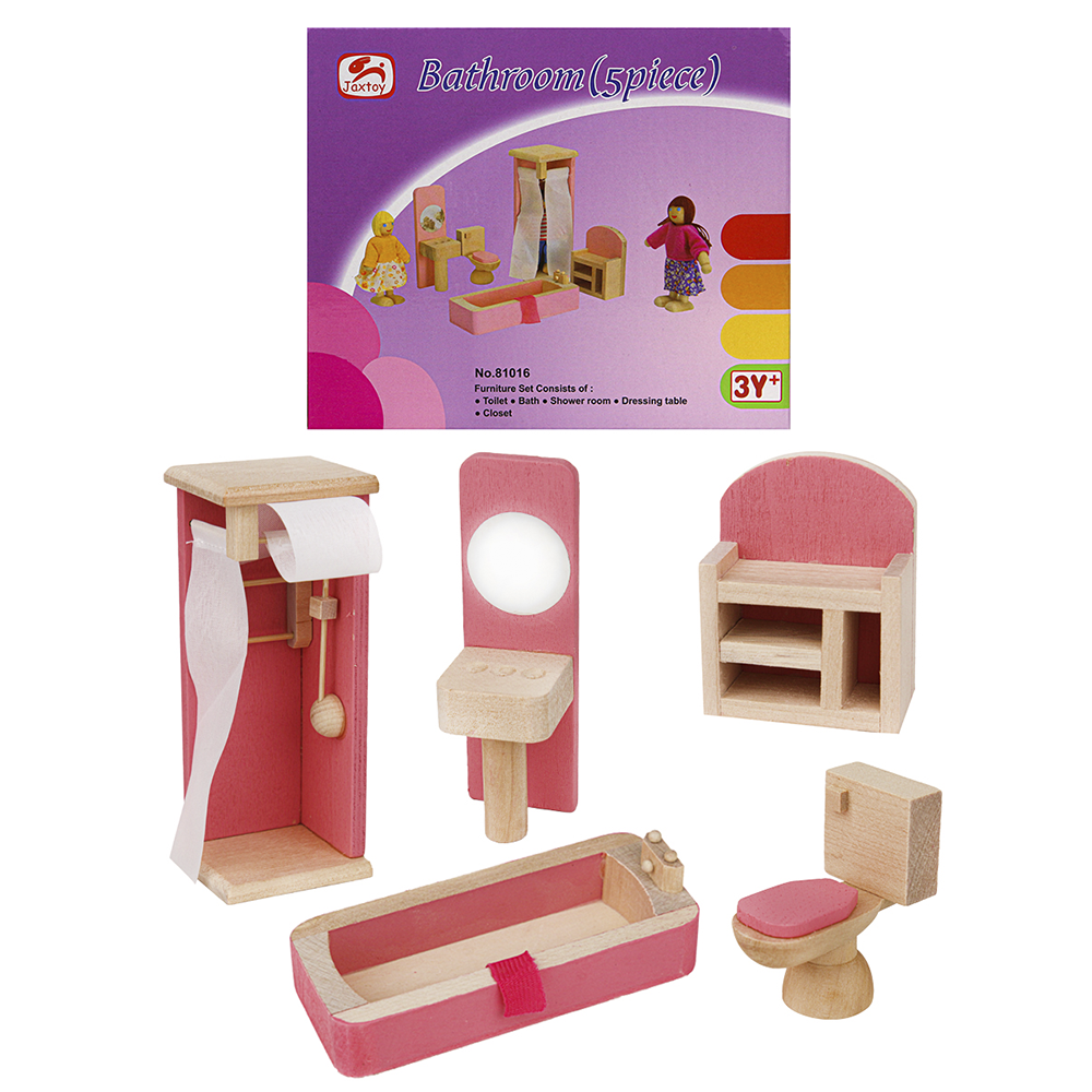 Набор игровой "Ванная комната", мебель деревянная,ИД-3817