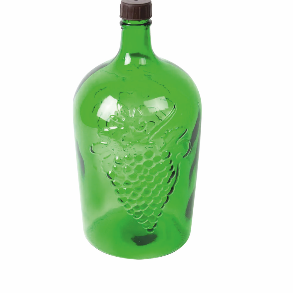 Бутыль стеклянная, 5 л, зеленая, с крышкой