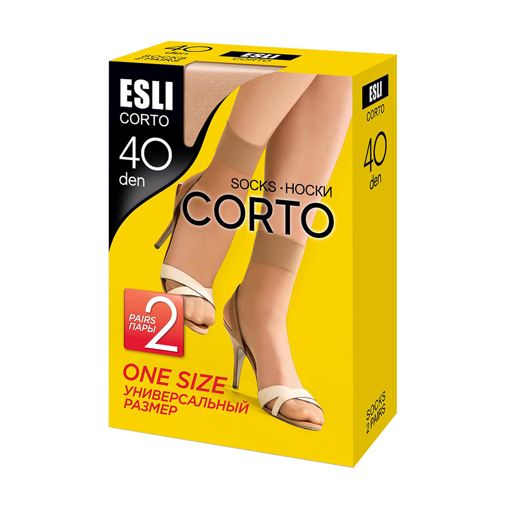 Носки женские "Esli corto", 40 den, 2 пары, nero, 23-25 р-р