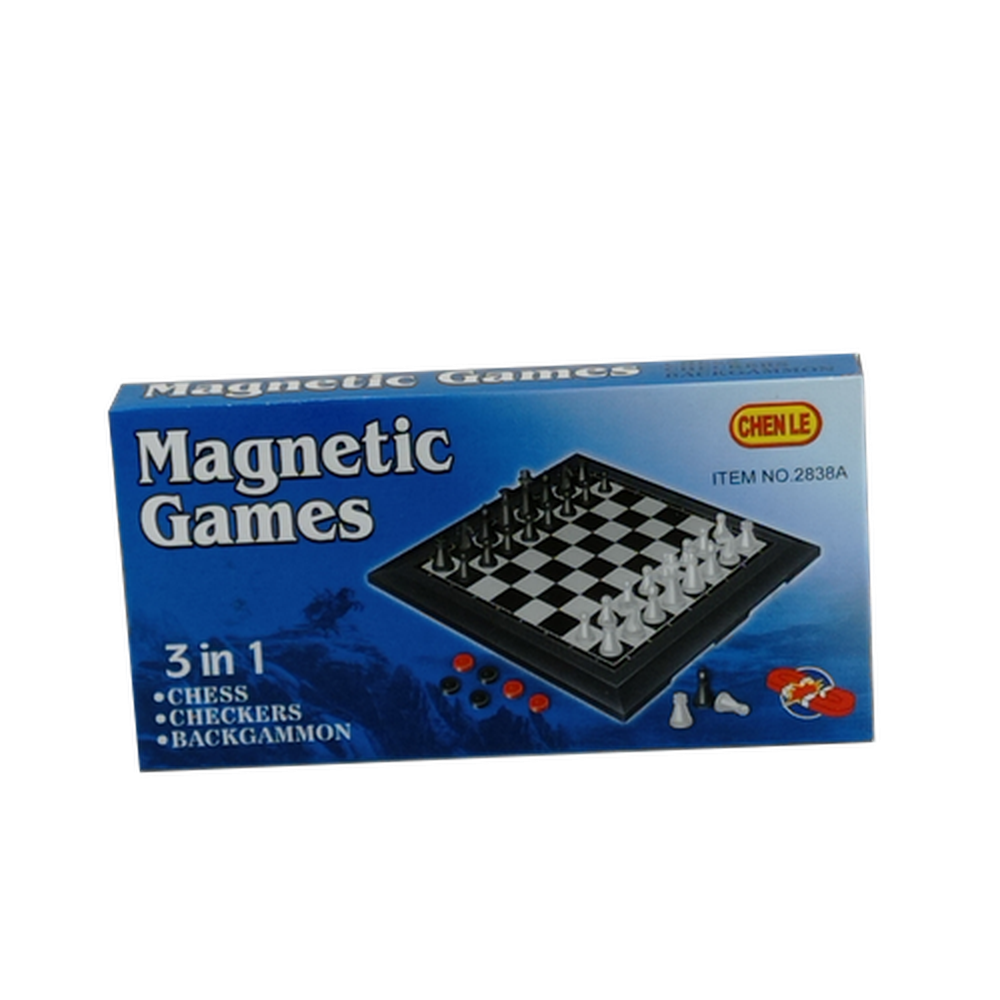 Игра 3 в 1, шашки, шахматы, нарды, на магнитах