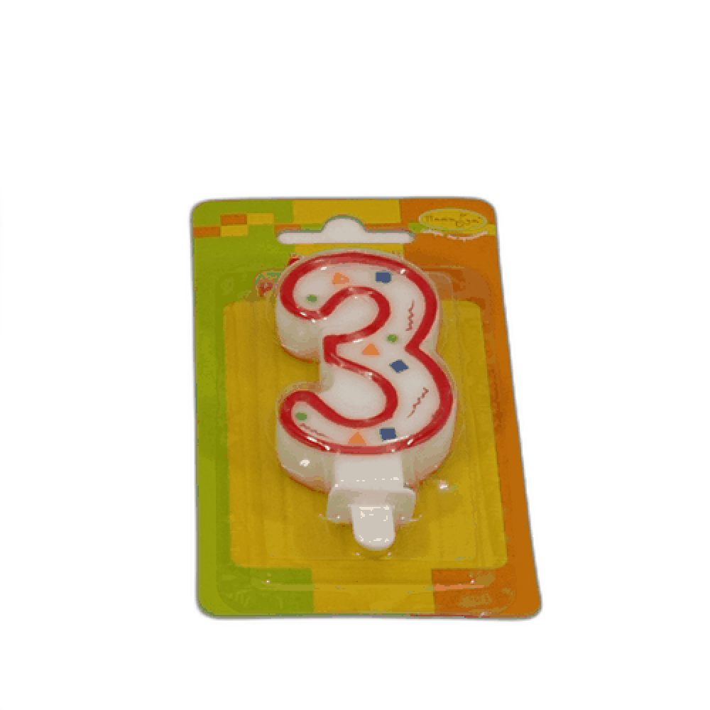 Свеча для торта с держателем "Цифра 3"