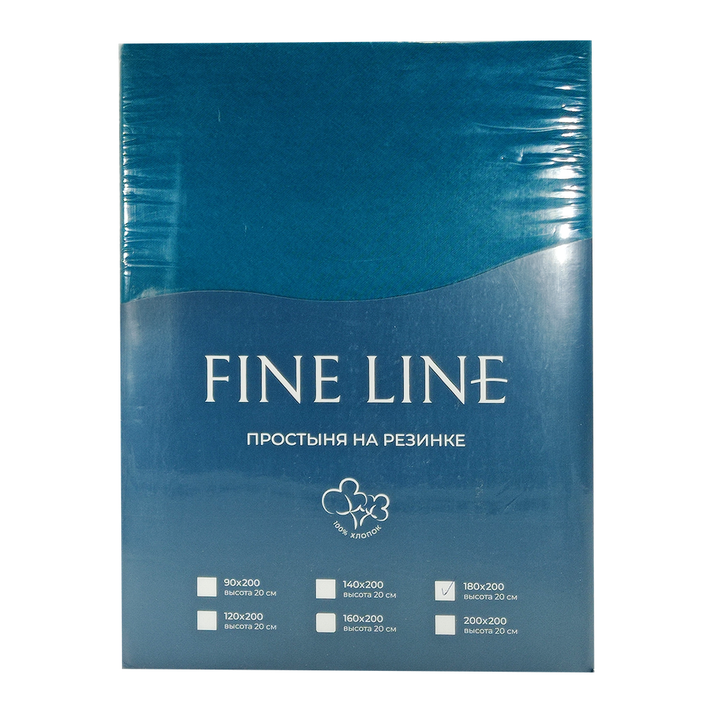 Простыня трикотажная на резинке "Fine Line", 200 х 180 х 20 см