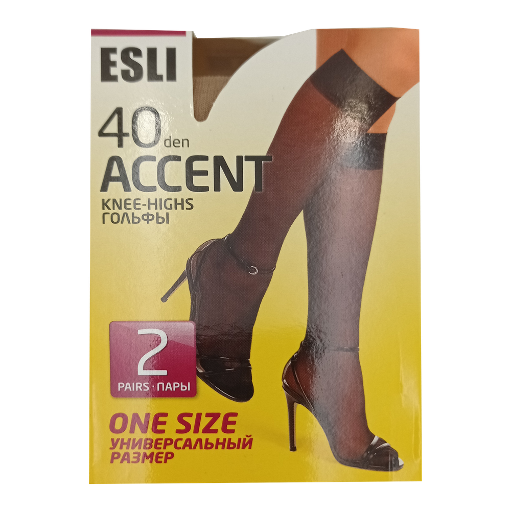 Гольфы женские "Esli  accent", 40 8С-2СПЕ, 2 пары, nеro, размер 23-25