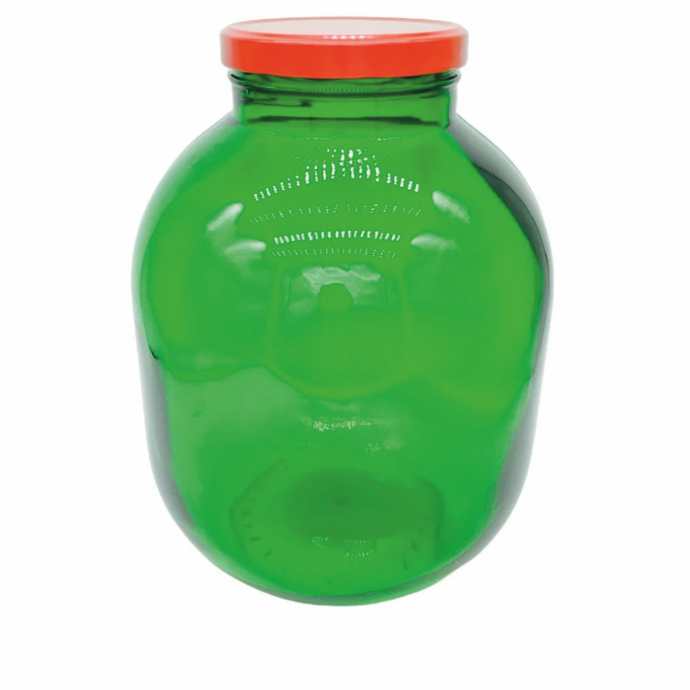 Банка стеклянная, 7 л, БК-110 ,зеленая, с крышкой