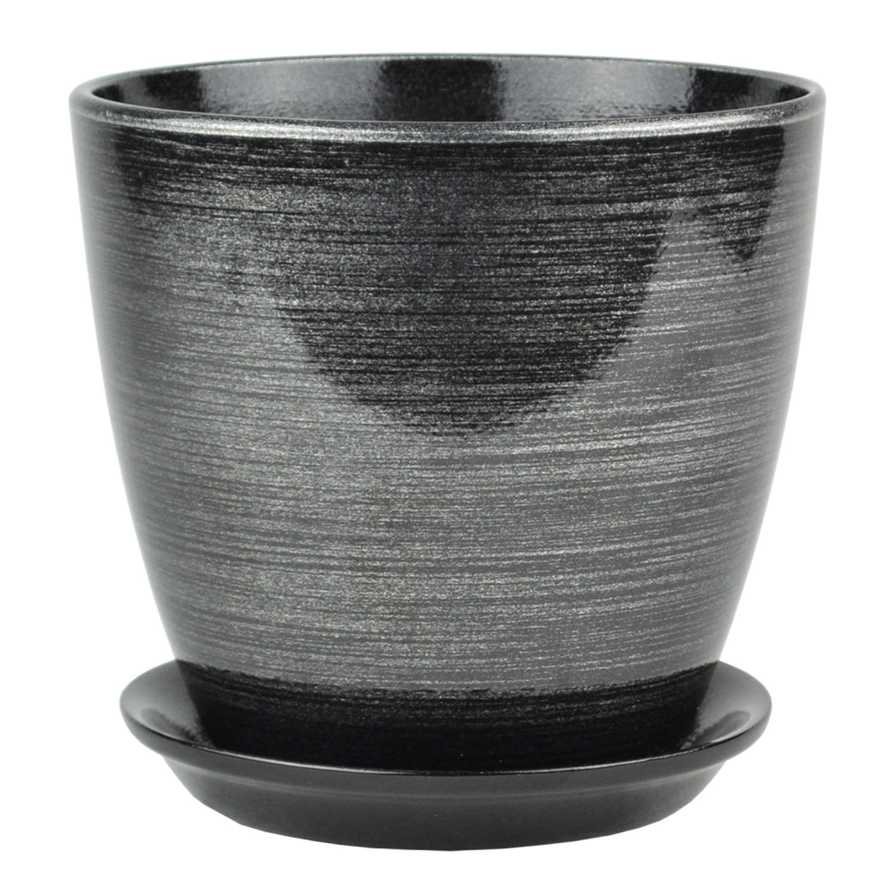 Горшок "Бутон", черное-серебро, 3,8 л, РС28/3