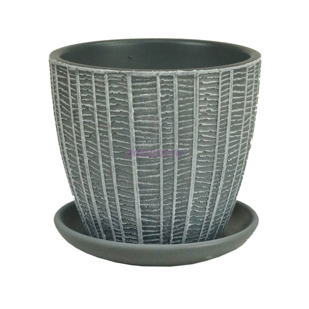 Горшок "Метро", серый бутон, №1