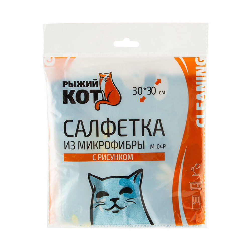 Салфетка микрофибры "M-04P", с рисунком, 30х30 см, 310222