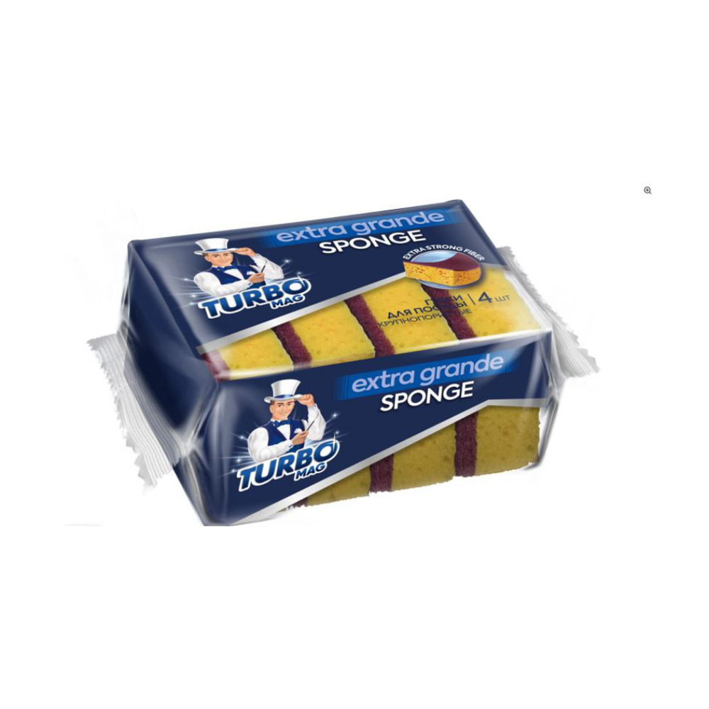 Губка для посуды "TURBOMAG", EXTRA GRANDE, 4 шт, 53019