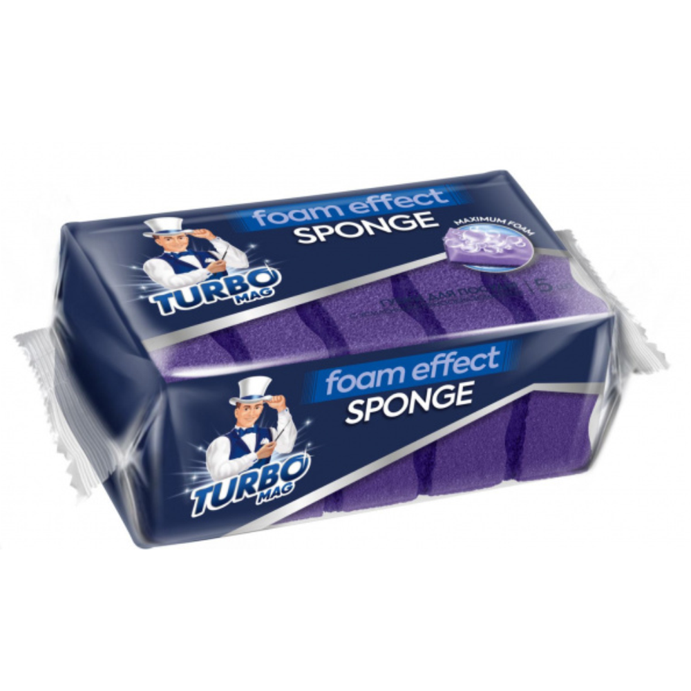 Губка для посуды "TURBOMAG", FOAM EFFECT, 5 шт, 53022