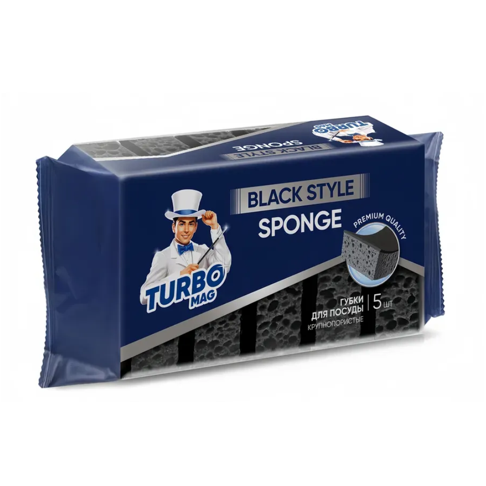 Губка для посуды "TURBOMAG", BLACK, 5 шт, 53023