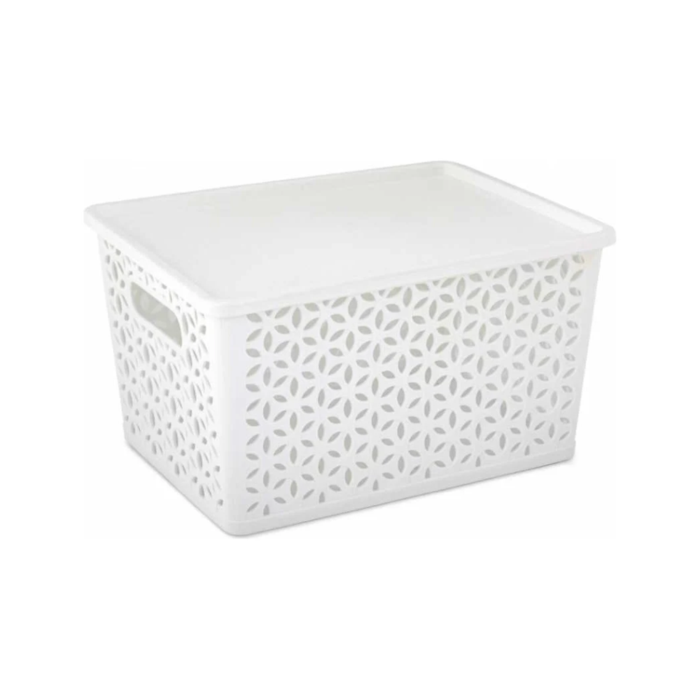 Корзина "Мираж", скрышкой, белый, 380х285х210 мм, м8370