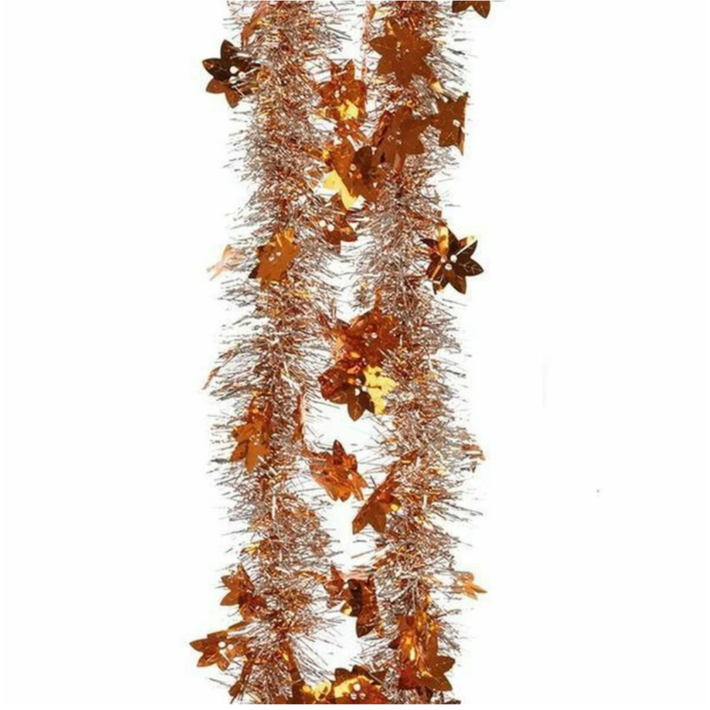 Мишура со снежинками "Новый год", серебро+мед, 007971