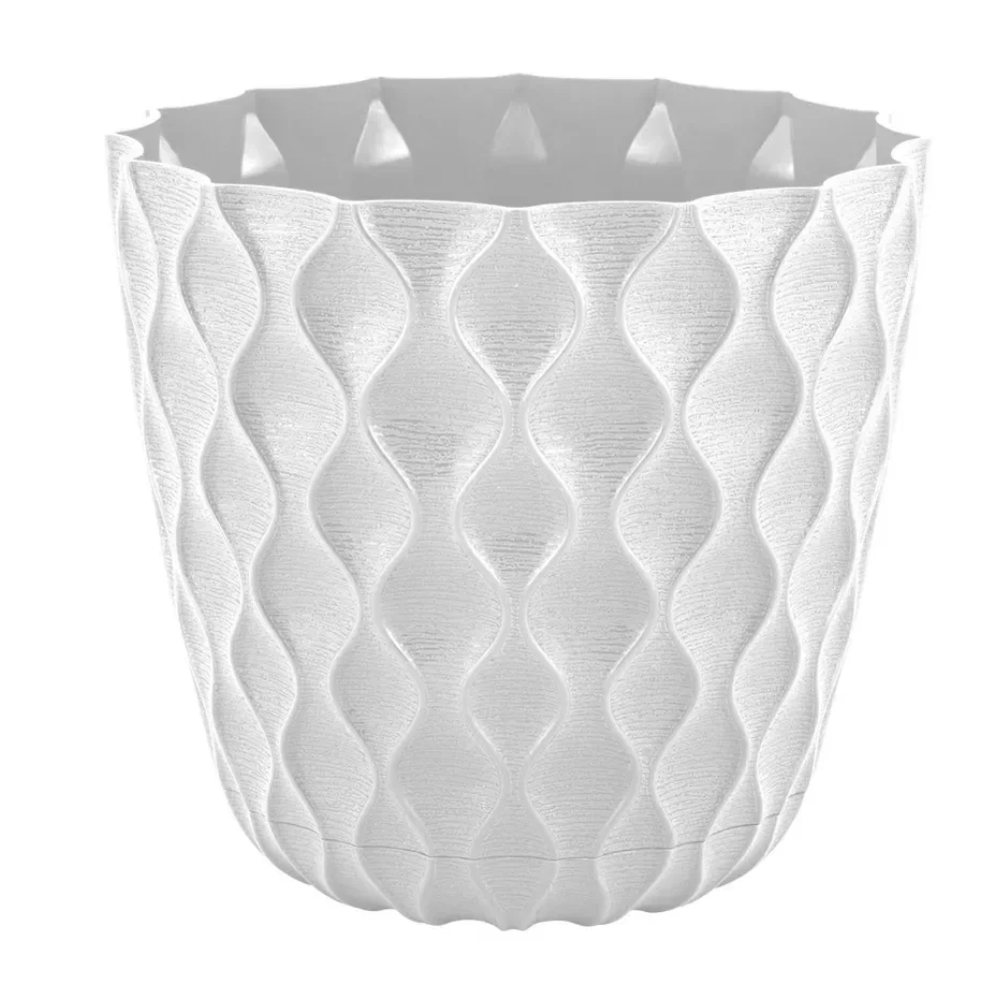 Горшок "Wave", 10 л, белоснежный вулкан