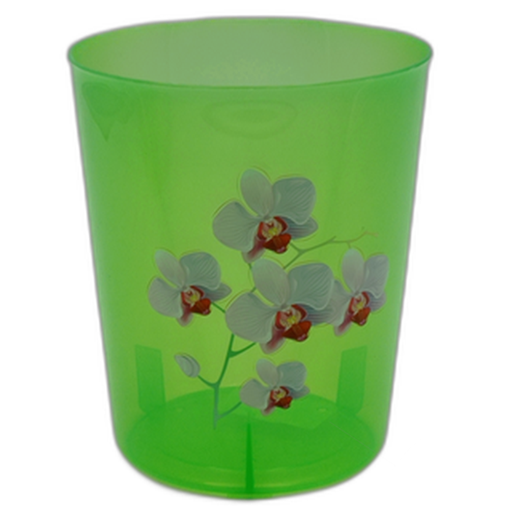 Горшок для орхидеи, с поддоном, зеленый прозрачный, 1,2 л