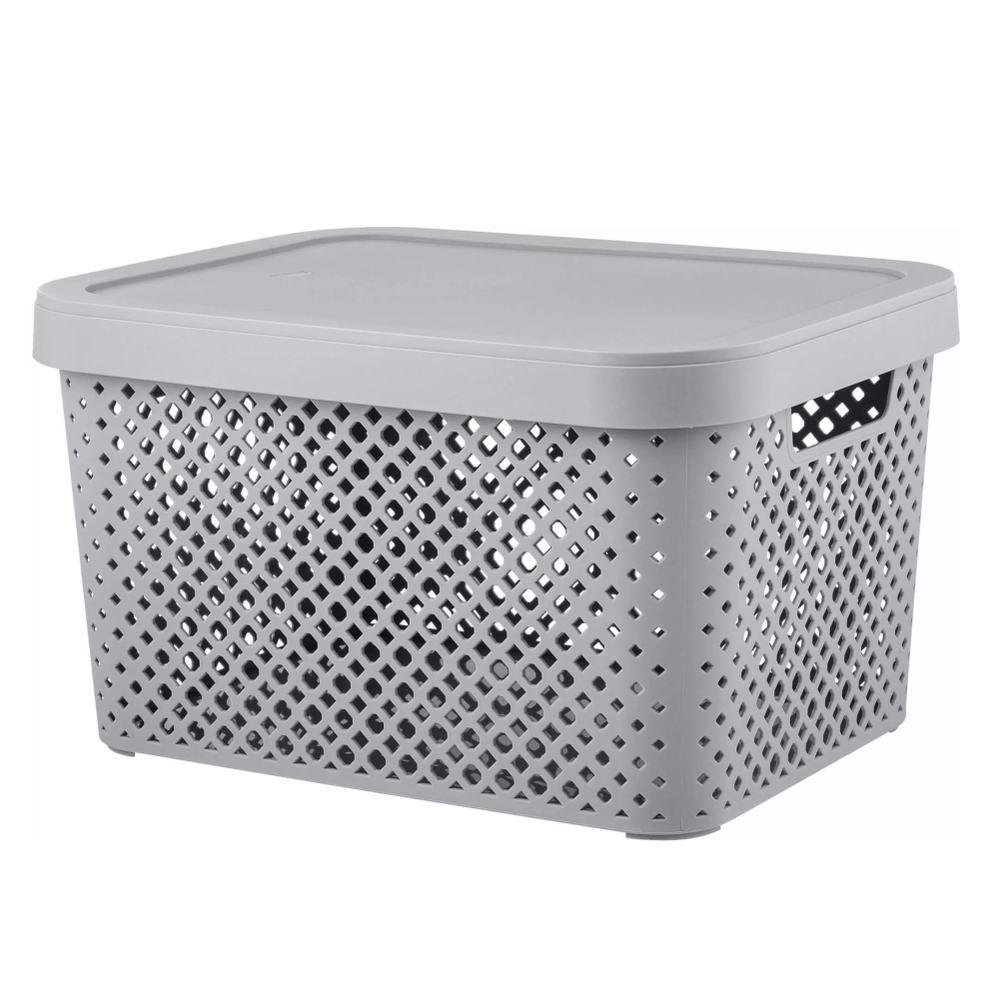 Корзина для хранения, с крышкой, 15 л, серый шторм, рт500701025