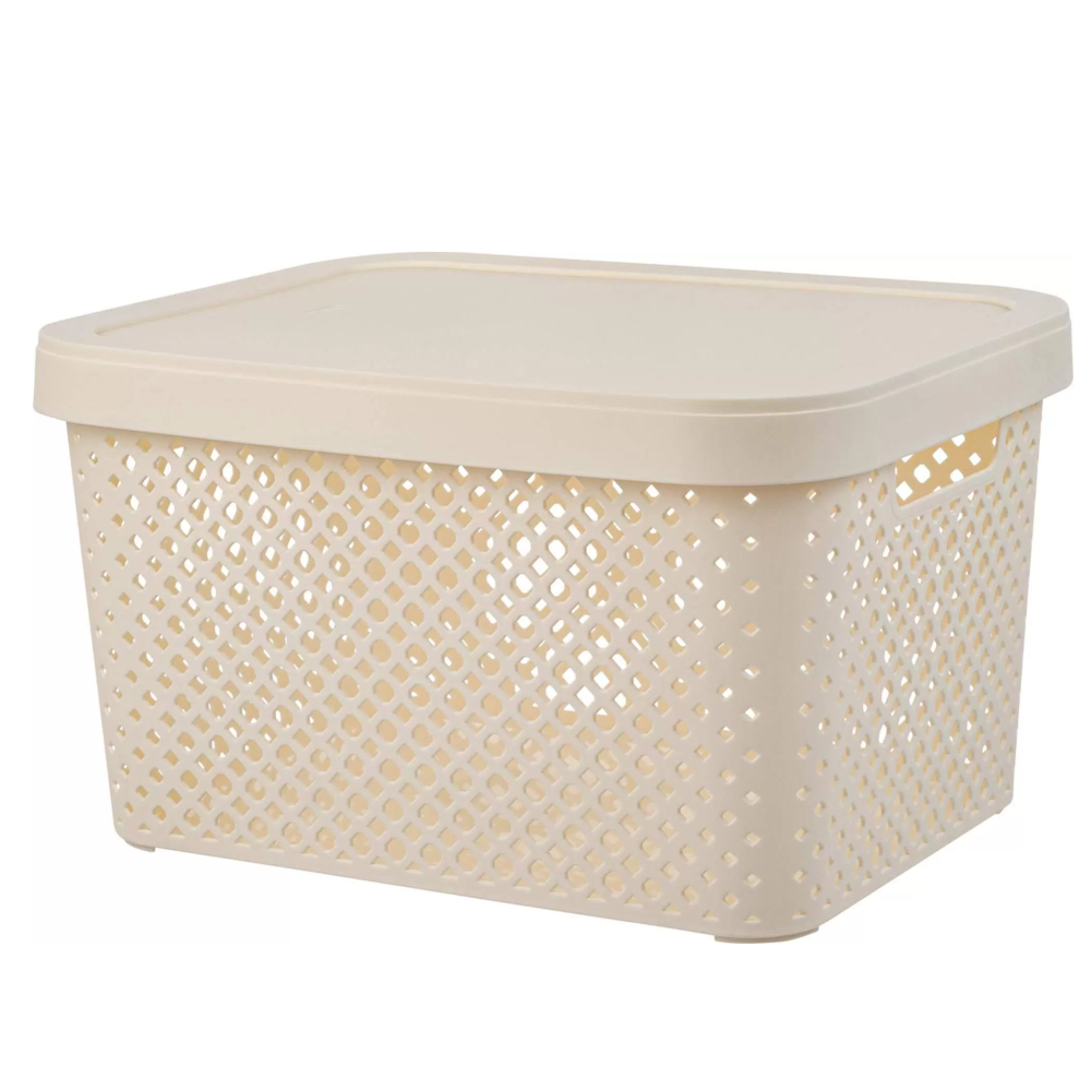 Корзина для хранения, с крышкой, 10 л, молочный туман, рт500501048