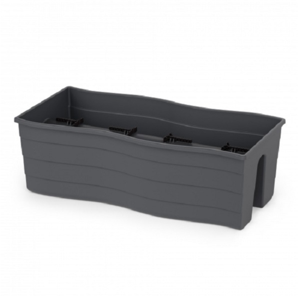 Кашпо на перила большое, графит, 585х280х200 мм