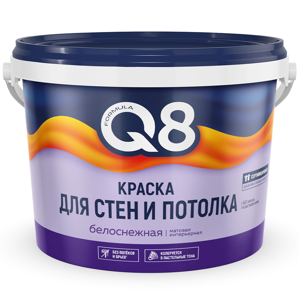 Краска для потолка "Formula Q8", ВД белоснежная, 1,5 кг