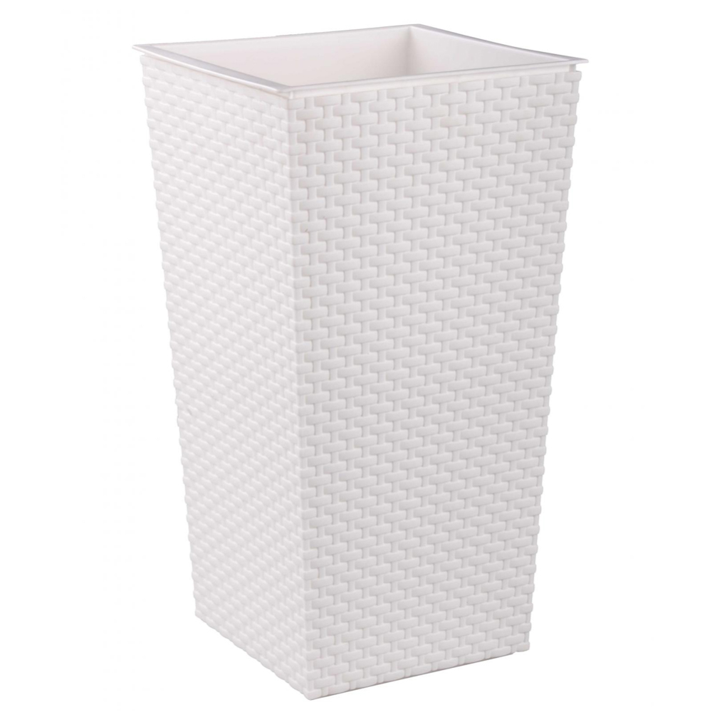 Кашпо напольное "Ротанг", белый, 285х270х515 мм,