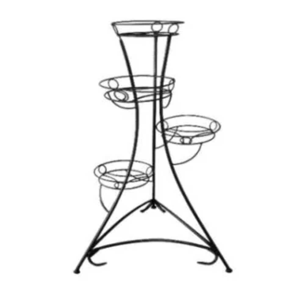 Подставка для цветов "Классика", черная, 4 горшка