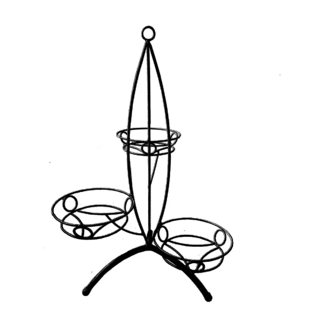 Подставка для цветов "Свеча", черная, 3 горшка