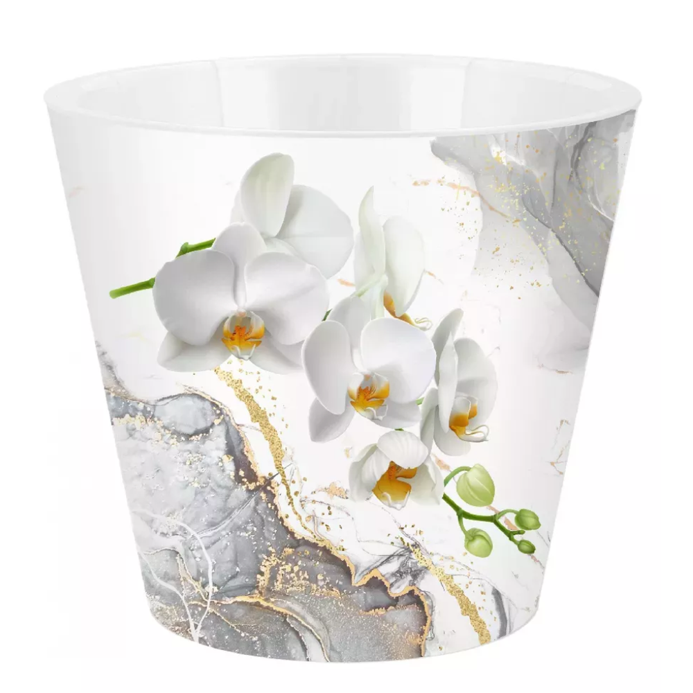 Горшок "Orchid deco", 1,6 л, белая орхидея