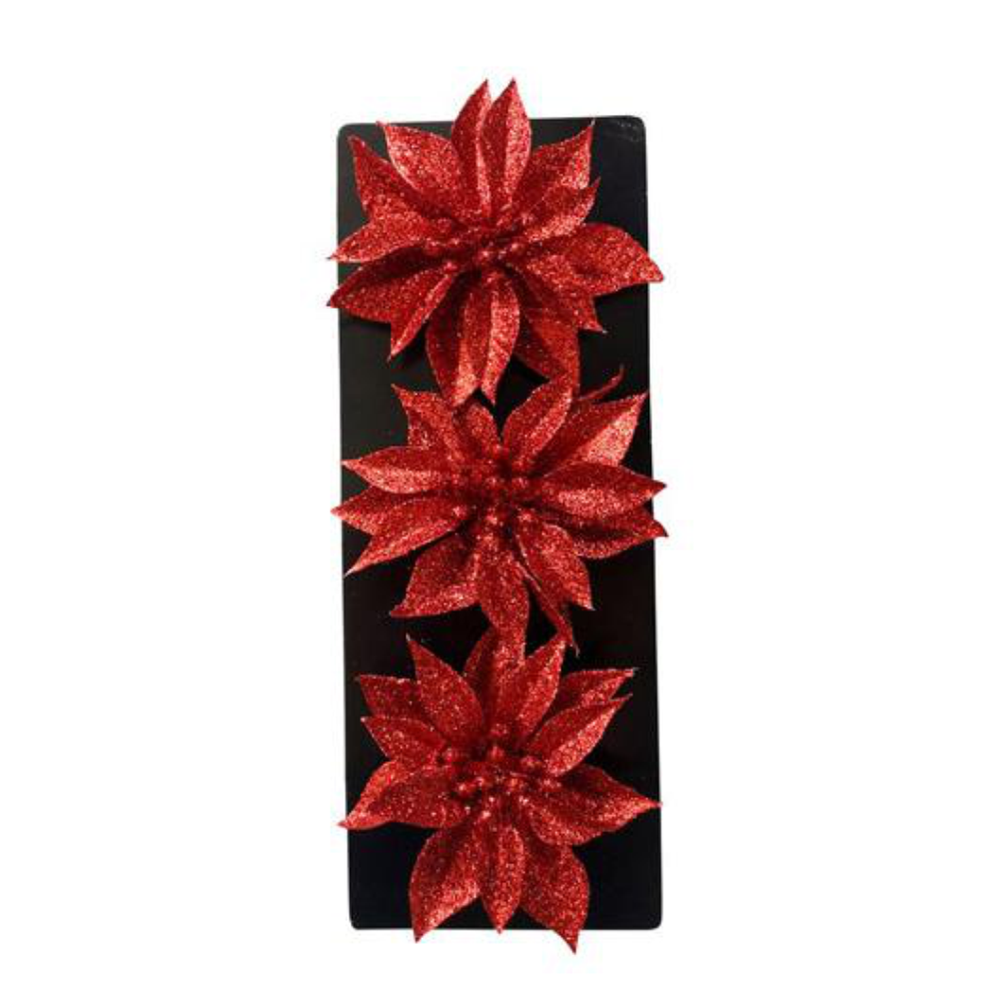 Украшение декоративное "Цветок"  3 шт, красный, 007792