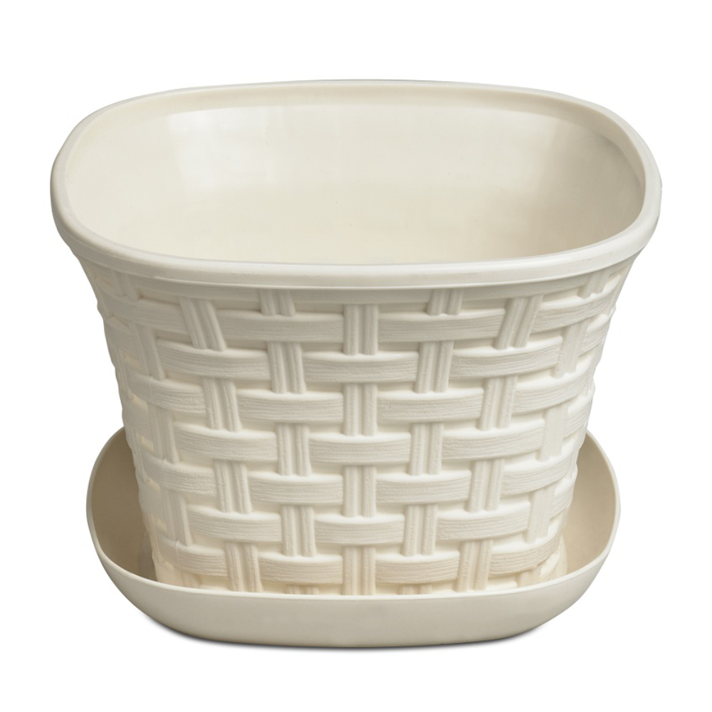 Кашпо "Ротанг", квадратное, 2,3 л, слоновая кость