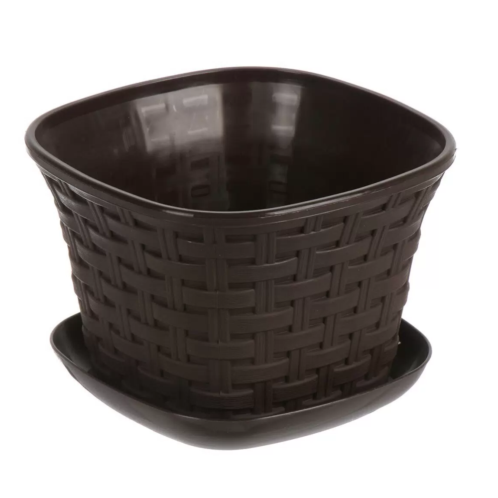 Кашпо "Ротанг", квадратное, 6,9 л, венге