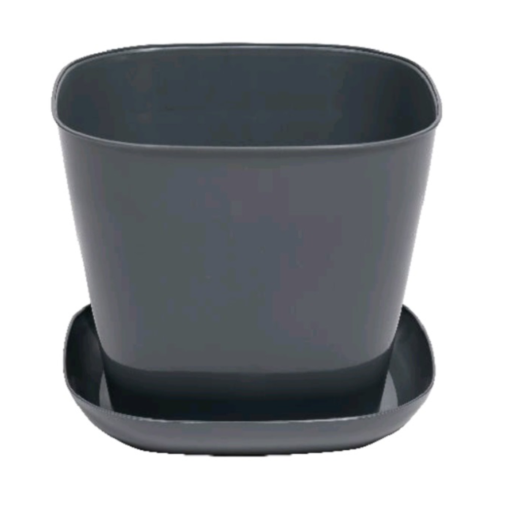 Кашпо квадратное, 3.7 л, серое