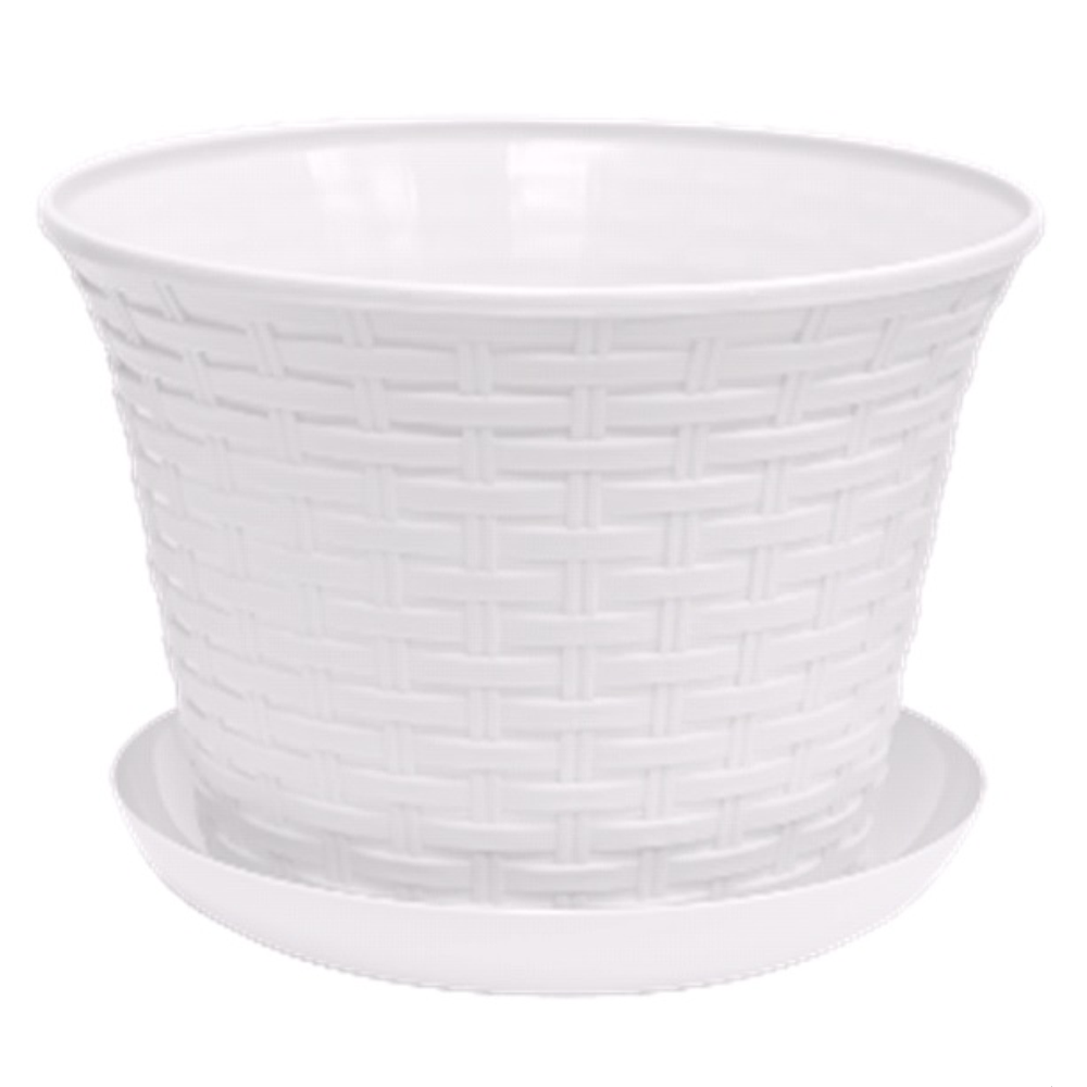 Кашпо "Ротанг", круглое, 4 л, белый